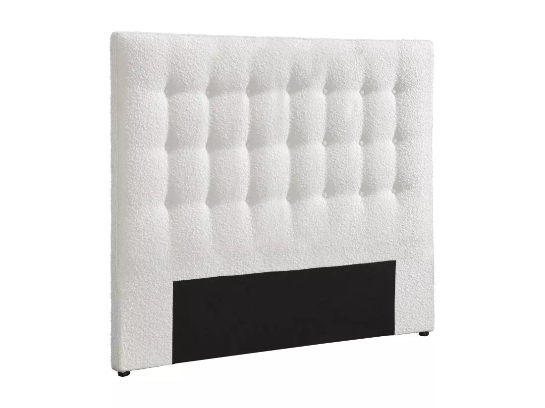 Tête de lit capitonnée 160 cm - Tissu bouclette - Blanc - FRANCESCO