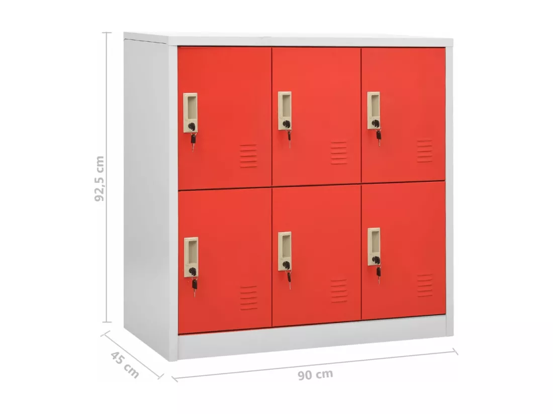 Armoires à casiers 2 pcs Gris clair et rouge 90x45x92,5cm Acier