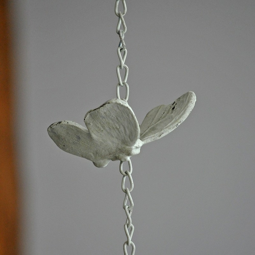Clochette papillon fer blanc 10x65cm