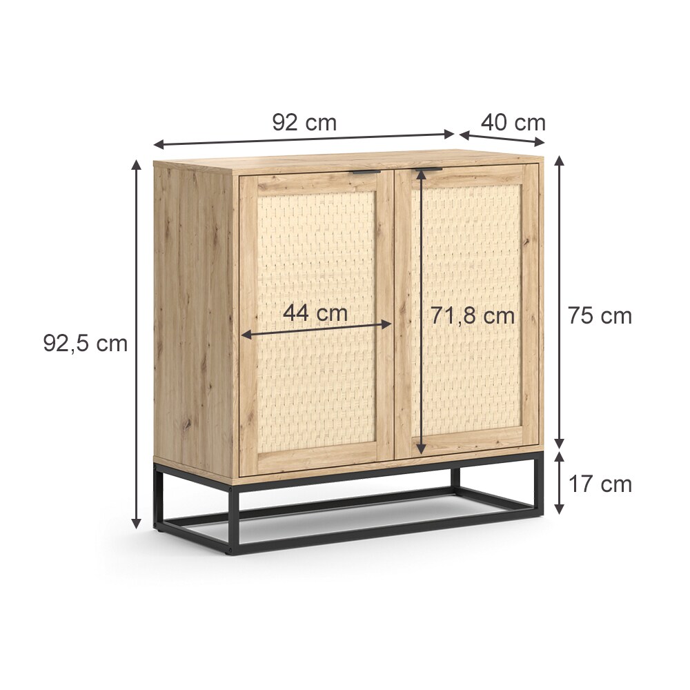 Vicco Kommode Natal Eiche 92 x 92,5 cm 2 Türen