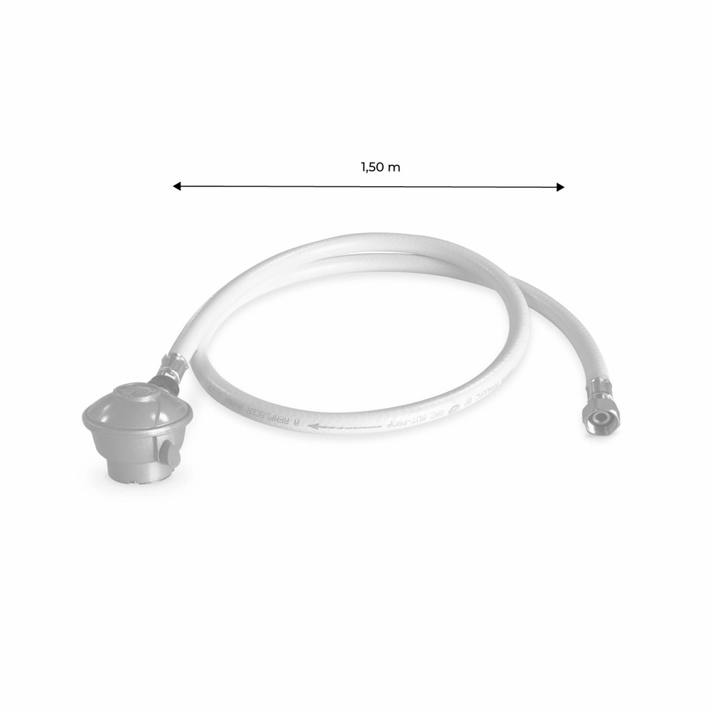 Kit tuyau flexible de gaz 1.5 m à embouts mécaniques + détendeur quick-on ø27mm - propane 37mbar 1.5kg/h. Raccord rapide – normes nf