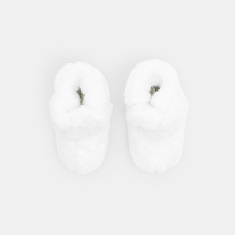 Chaussons soft boa fourrés blancs naissance