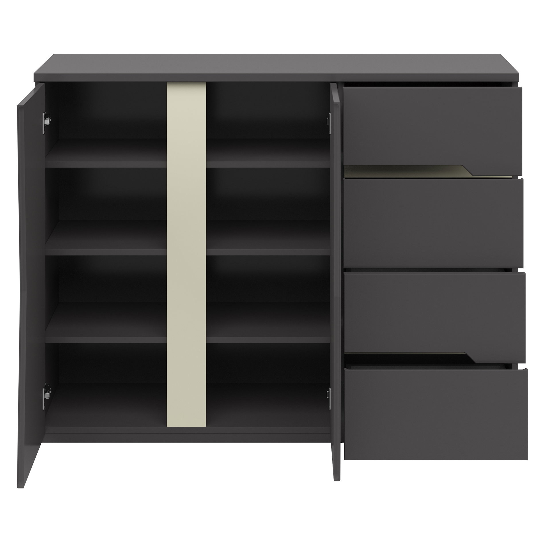 Kommode - kieselgrau-graphit - 124 cm