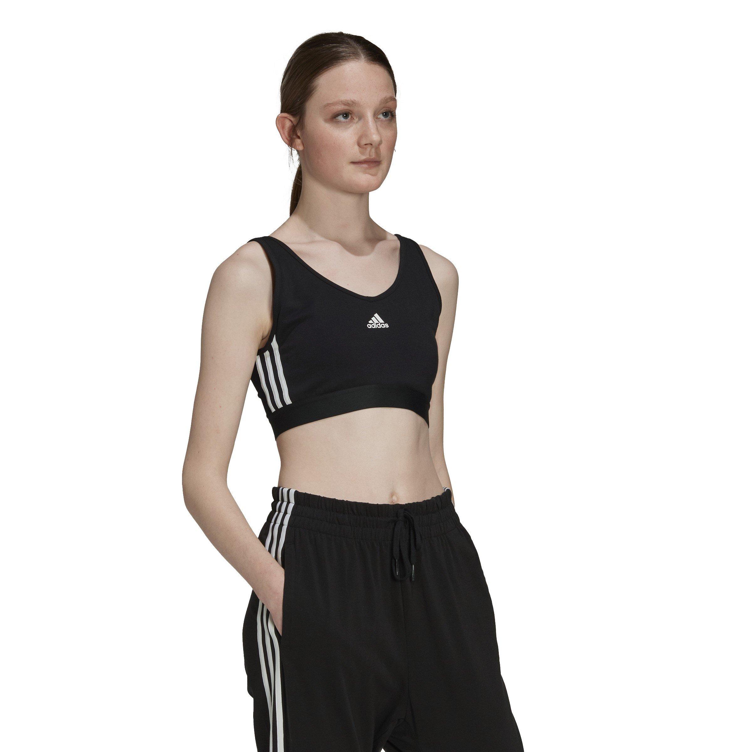 adidas Essentials 3 Stripes Crop Top With Removable Pads