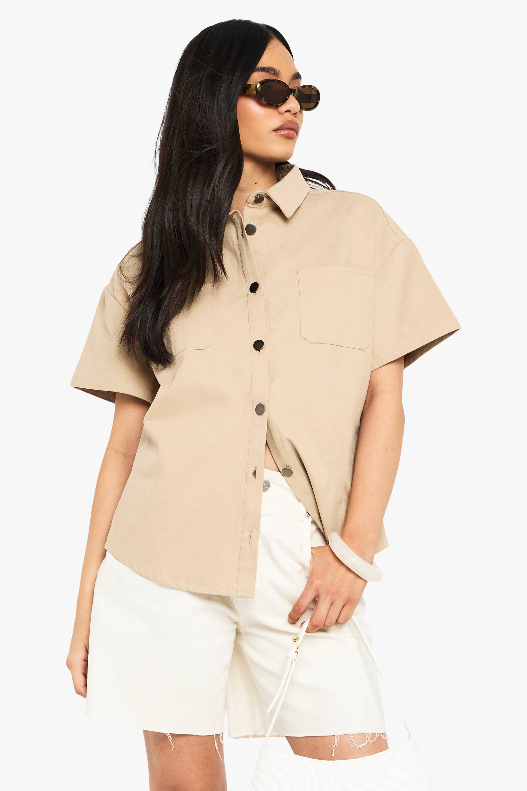 boohoo Chemise à manches courtes en sergé