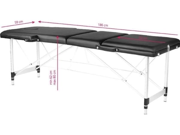 Activeshop FOLKBART MASSASJEBORD ALUMINIUM COMFORT ACTIV FIZJO 3-SEGMENT SVART