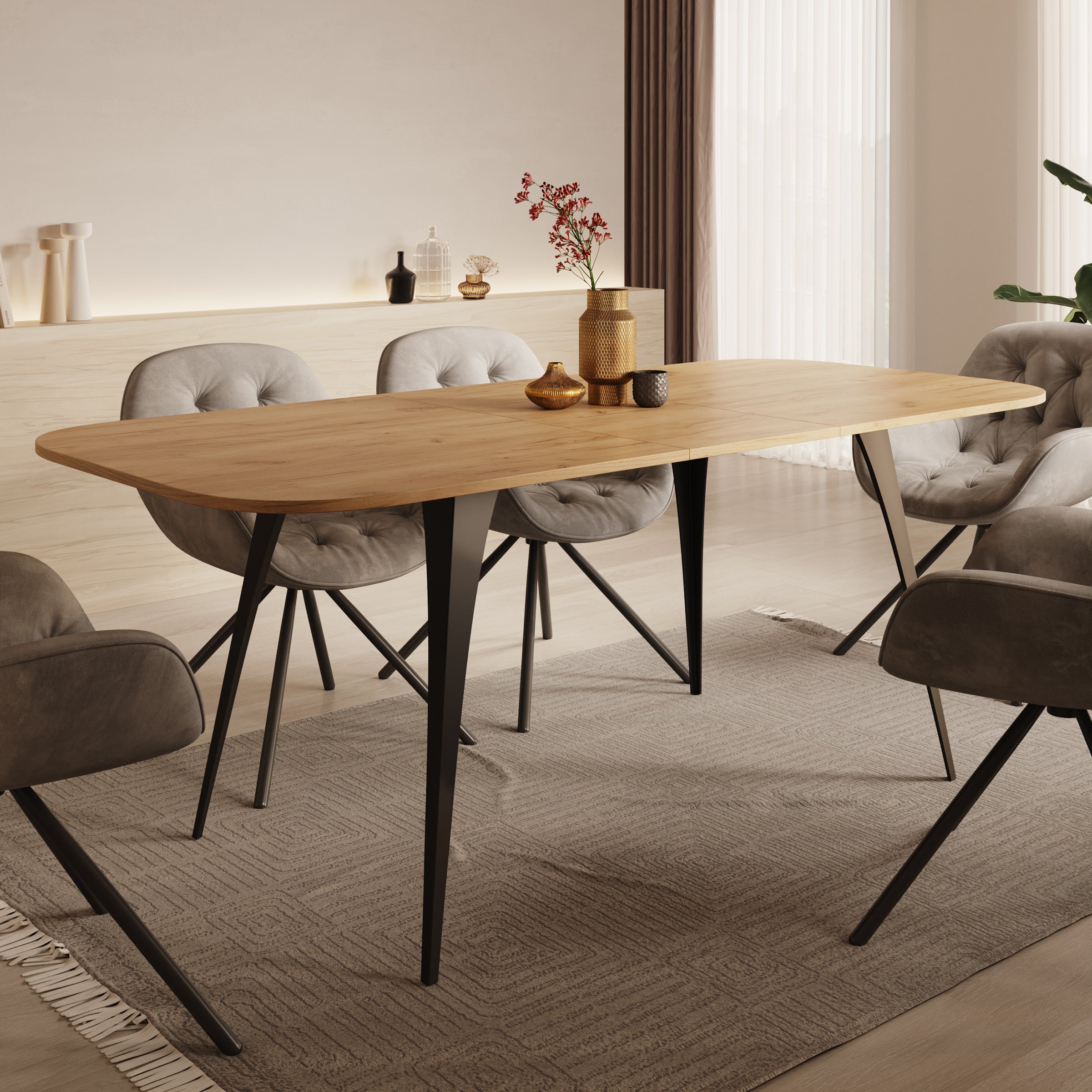 Flix - Eetkamertafel - Eiken - Uitschuifbaar - 160x90x76 cm