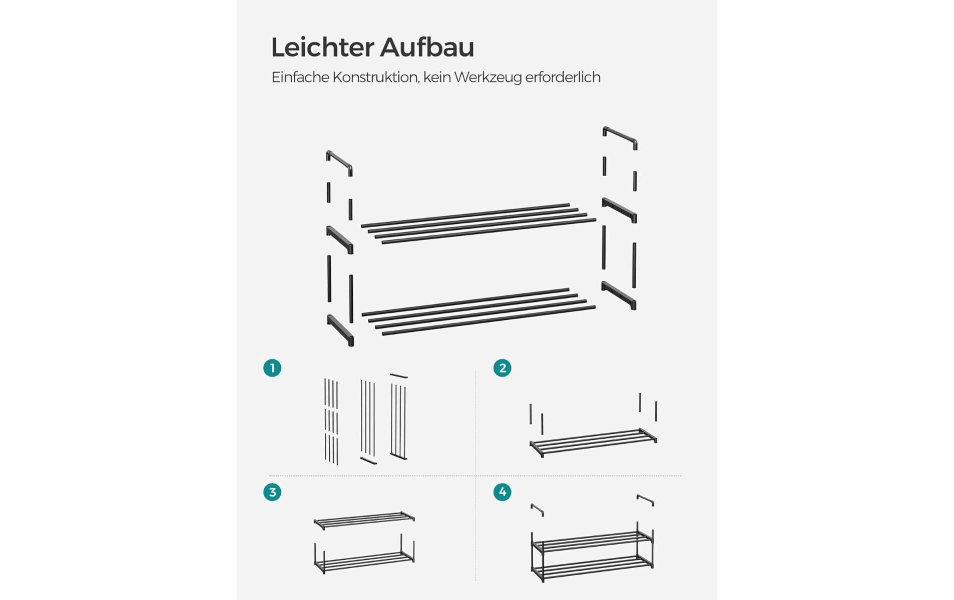 Schuhorganizer 92 x 30 x 34 cm, SchwarzSchuhgestell auf 2 Ebenen