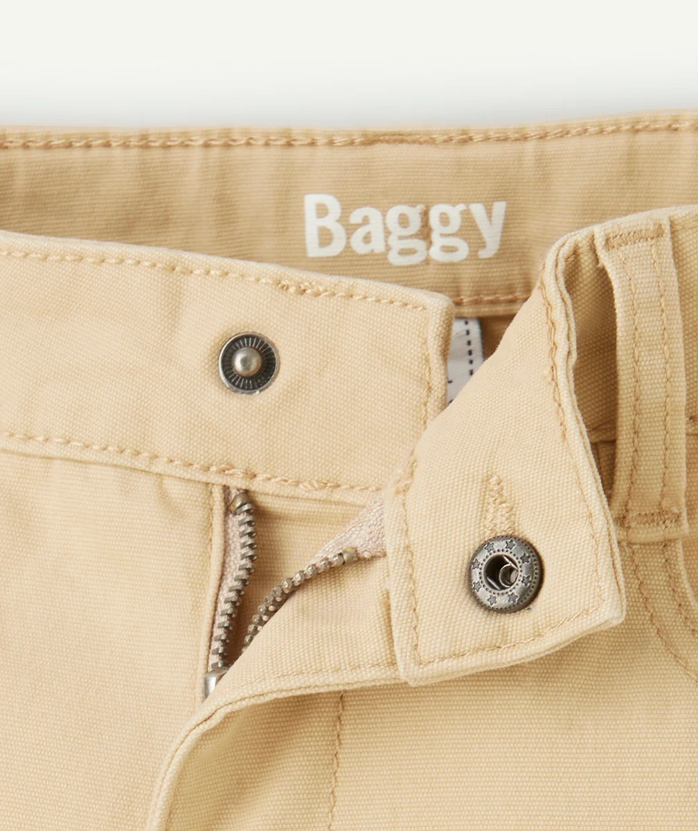 PANTALON BAGGY GARÇON BEIGE AVEC POCHES CARGO