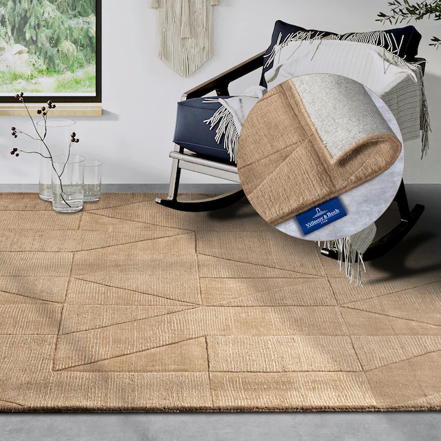 Villeroy & Boch Wollteppich »Ursule« rechteckig 10 mm Höhe Läufer, handgewebt, Wolle, Natur, Wohnzimmer, Geometrie, Boho