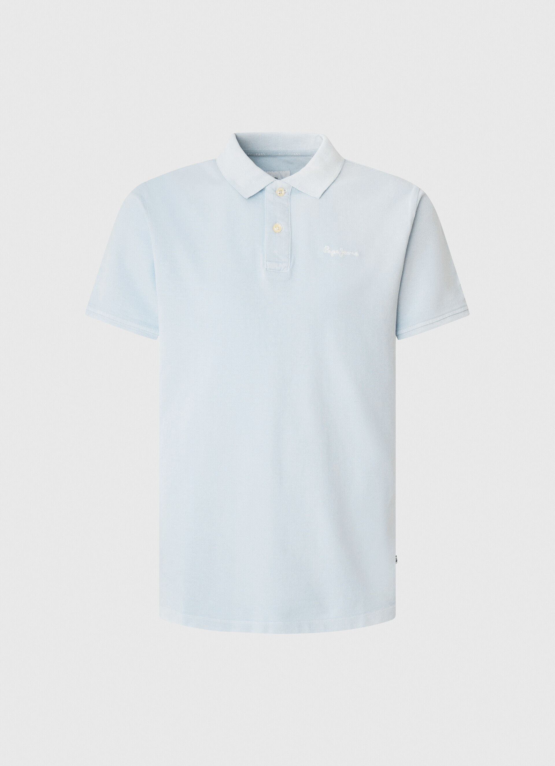 Polo Piqué com logotipo bordado - azul claro