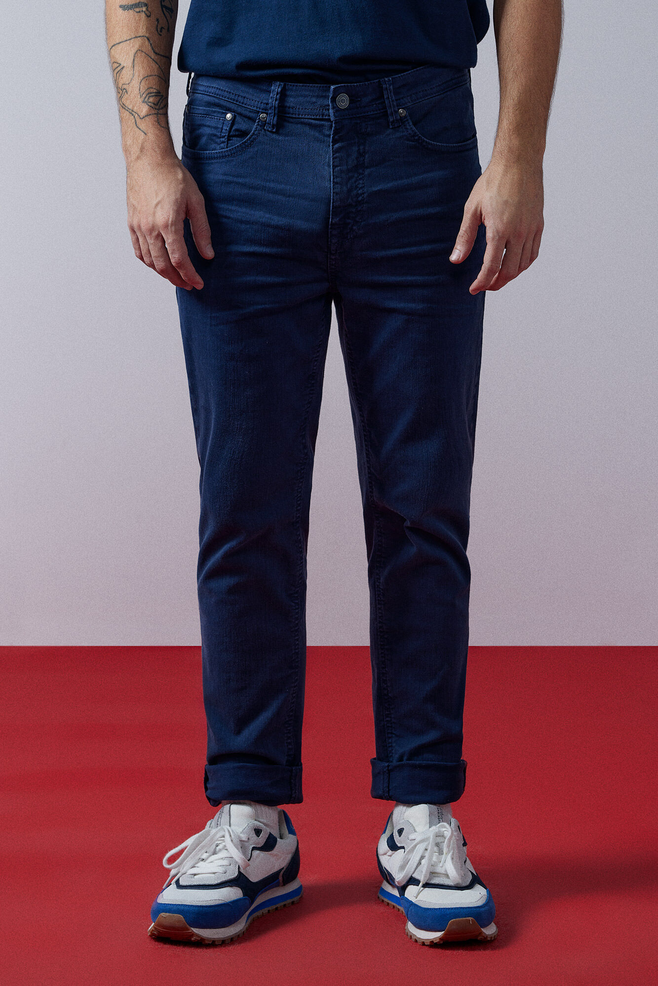 Calça skinny de cinco bolsos - azul escuro
