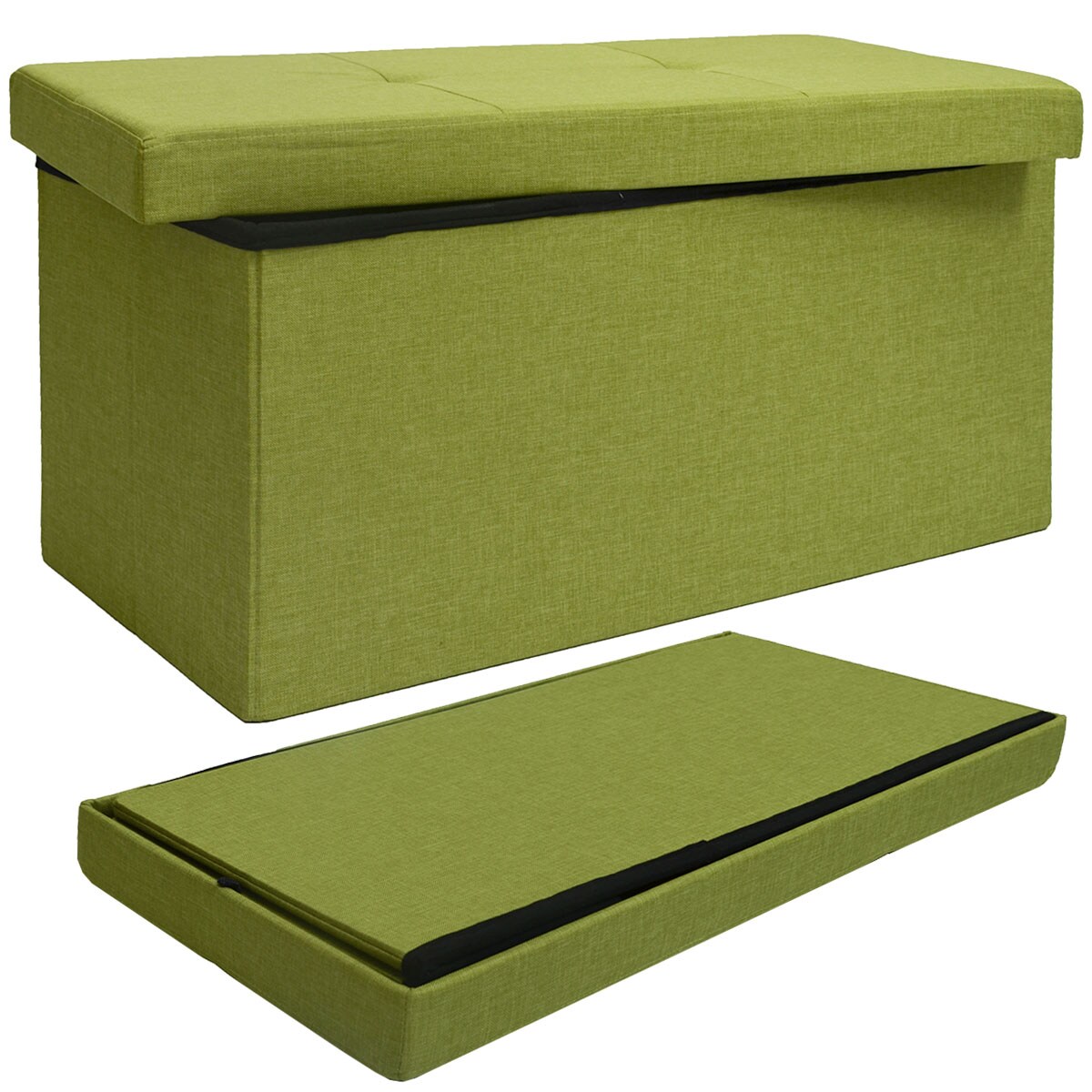 Faltbare Sitzbank 76x38x38 cm inkl. Trennwand Sitztruhe 80L Polsterbank Grün