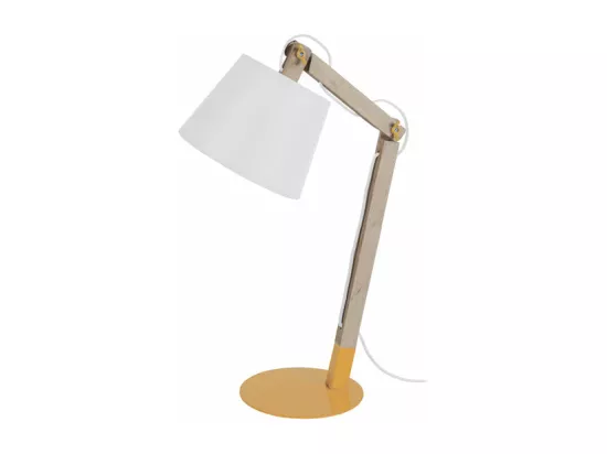 Lampe de bureau articulé bois jaune,naturel 68 cm.