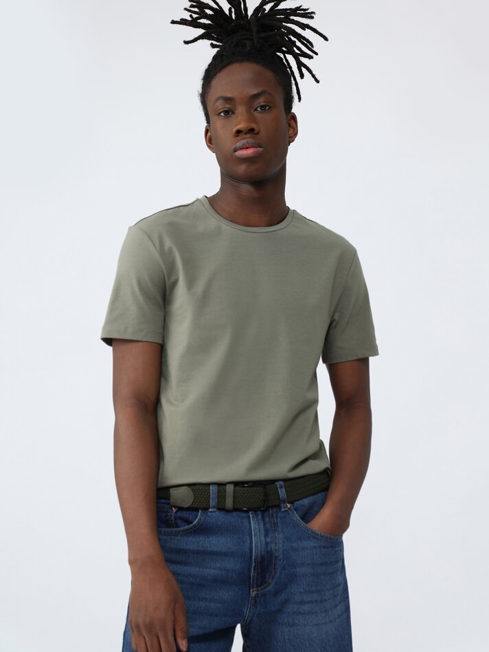 Camiseta básica slim fit - Cáqui