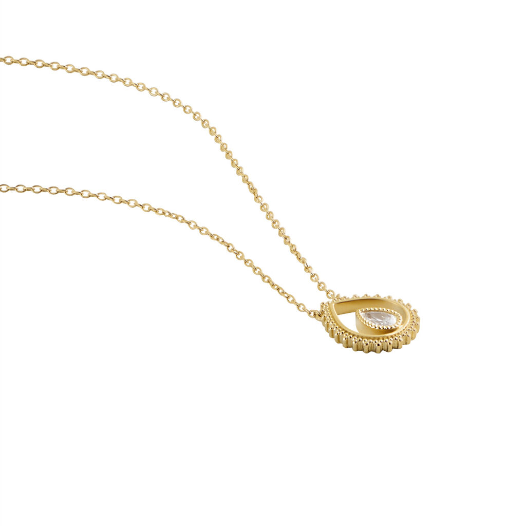 Collier Plaqué Or Lame Oxyde De Zirconium