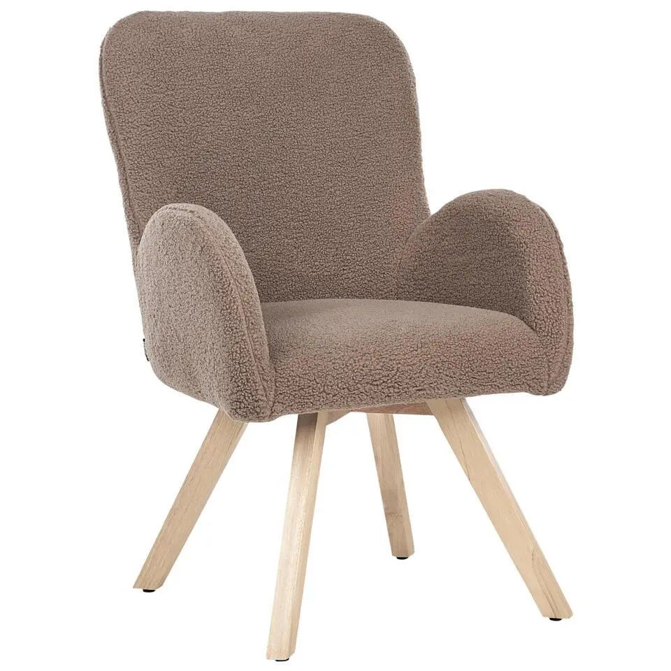 BJARN - Fauteuil - Bruin - Bouclé
