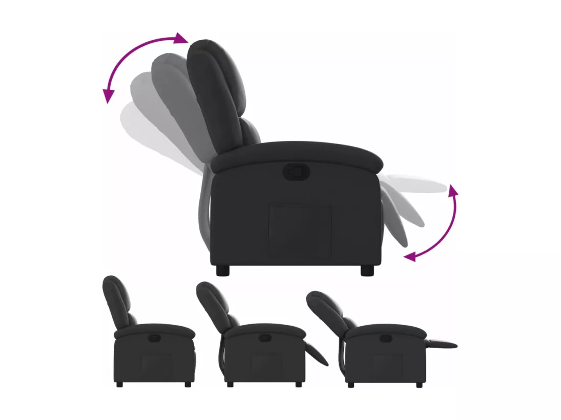 Fauteuil inclinable noir cuir véritable