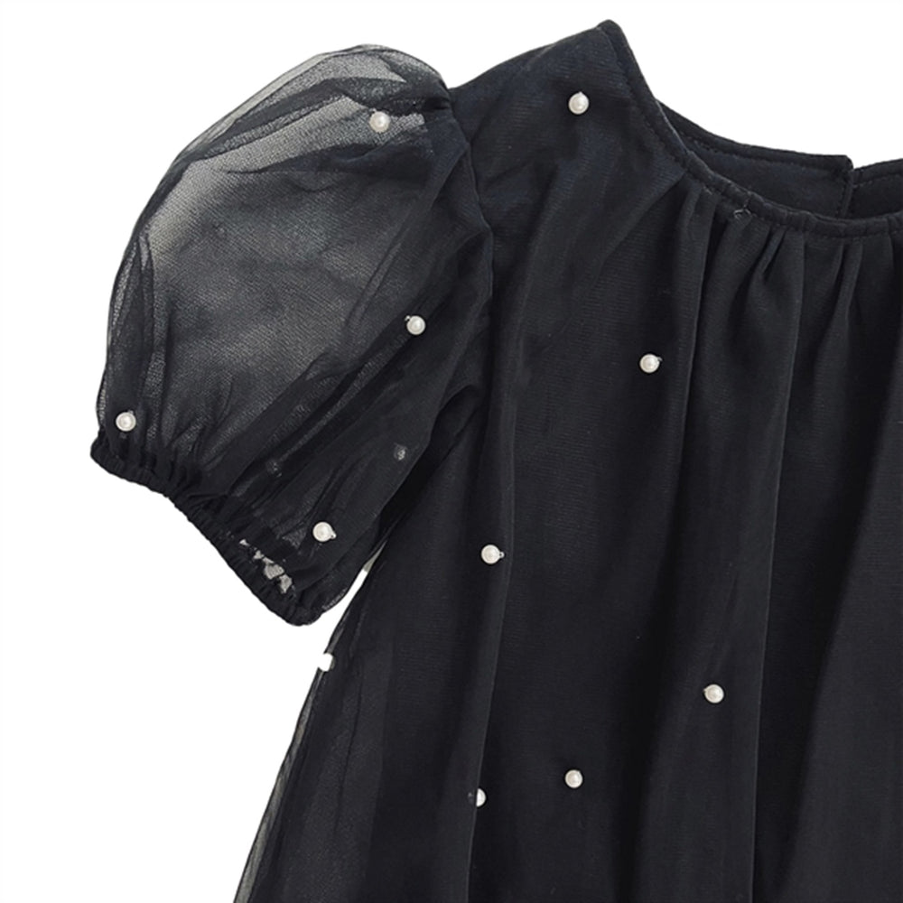 Pearl Tulle Puff Aline Kjole Black