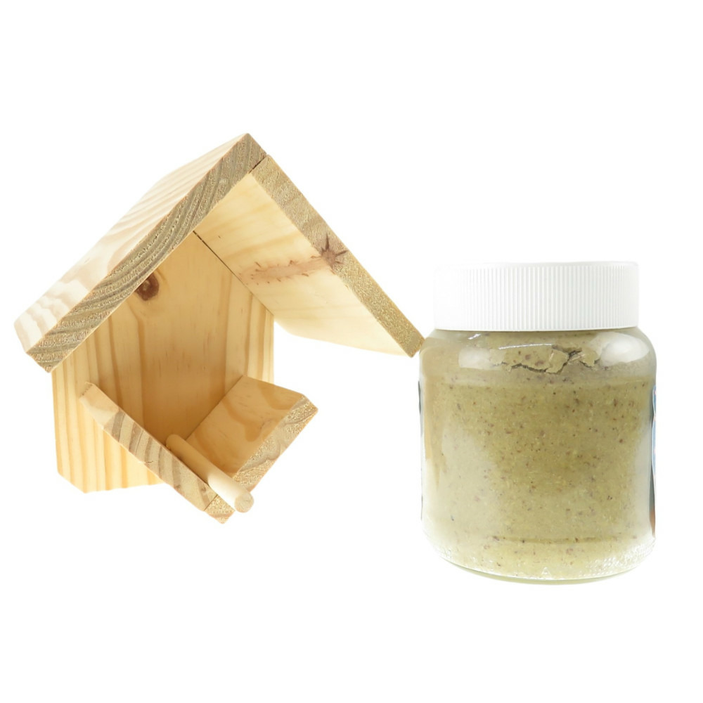 1 pot de beurre d'arachides et son support h15 cm, pour oiseaux