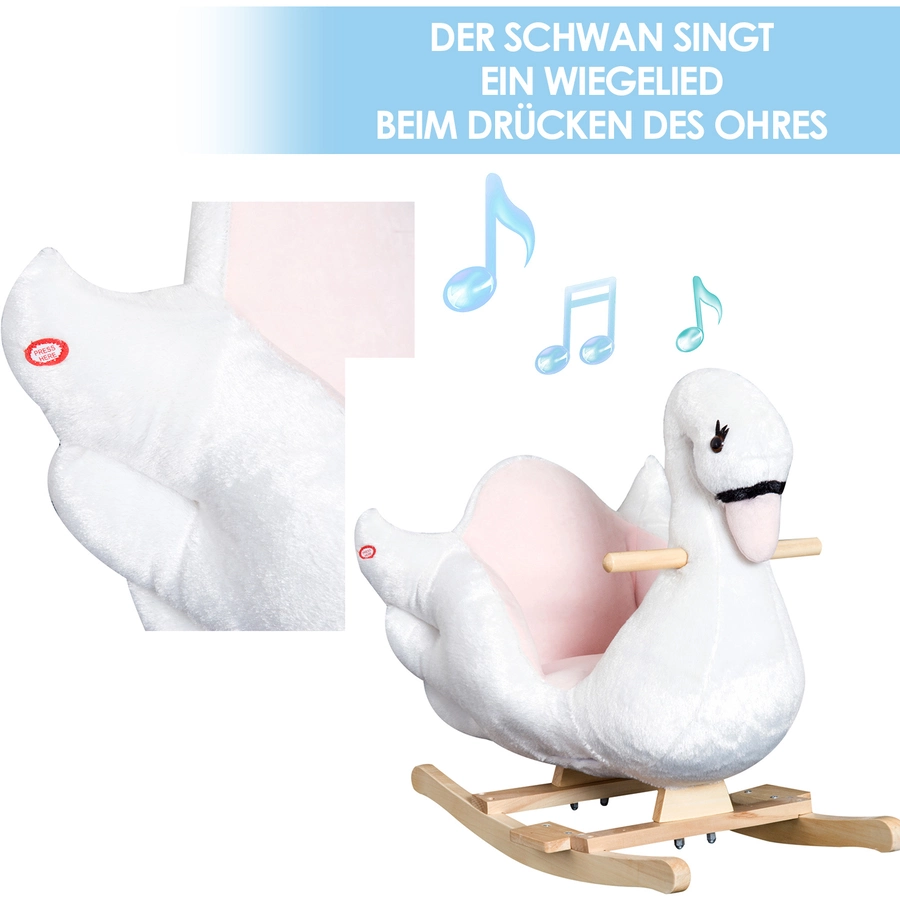 HOMCOM Kinder Schaukelwippe als Schwan rosa, weiß