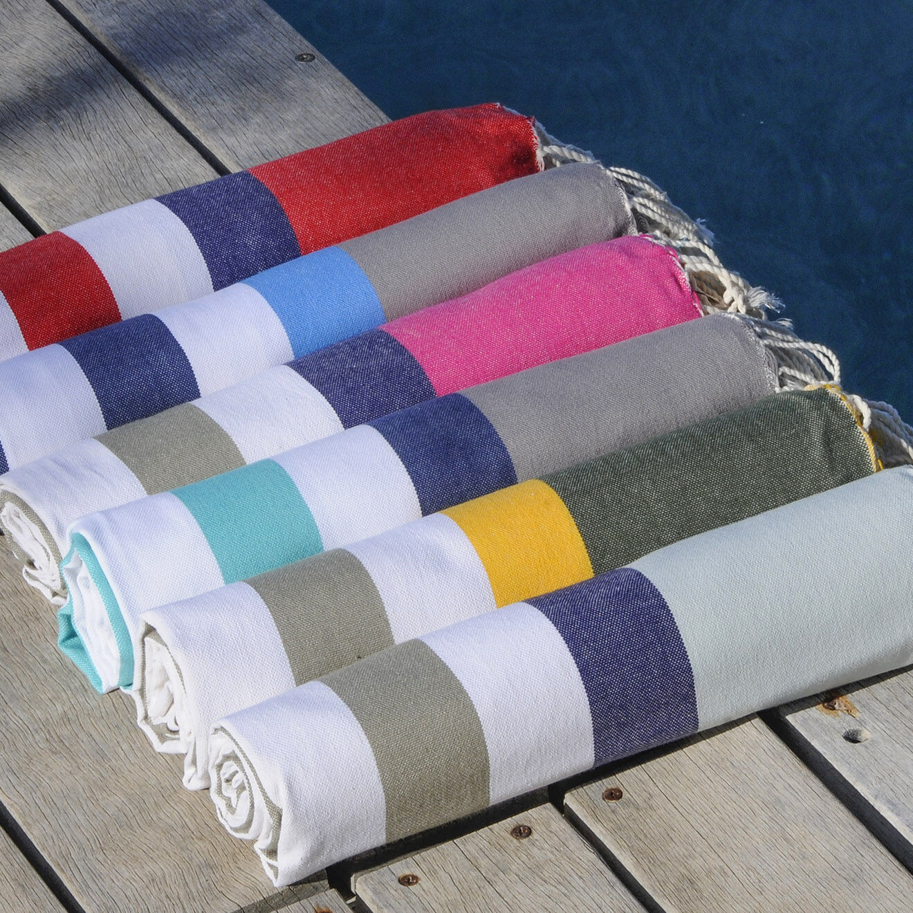 Febronie Fouta Arcachon blanc/rouge/bleu - 100x200 cm