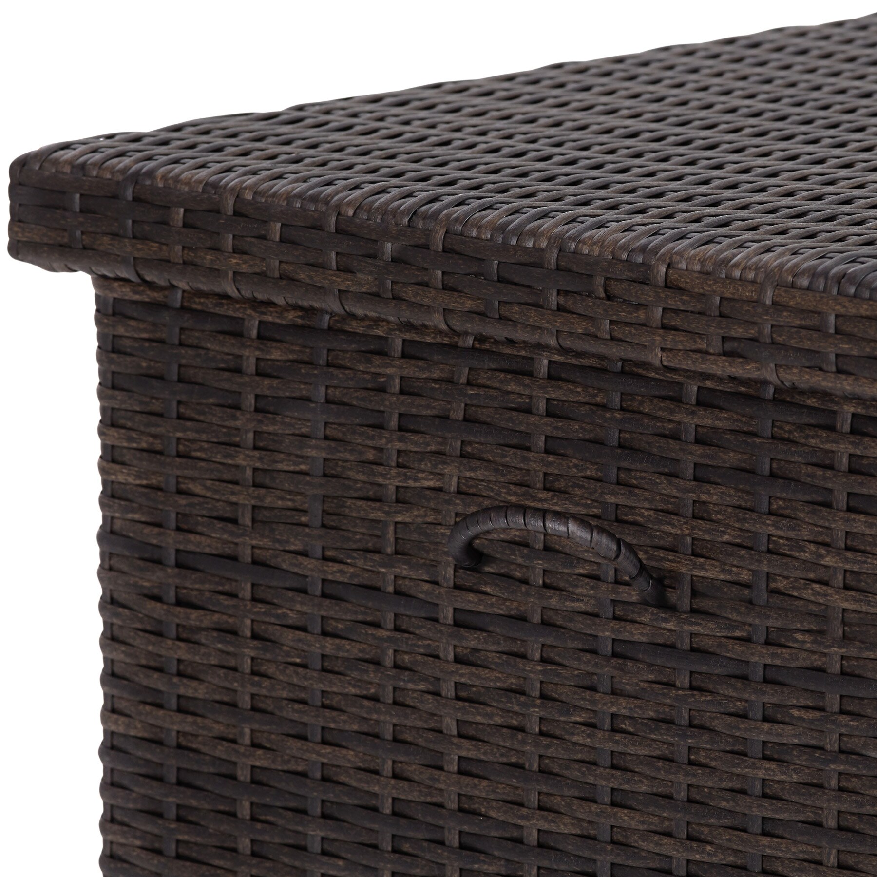 tectake® Auflagenbox, mit Rattangeflecht, komfortable Hubautomatik, 121 x 56 x 60 cm