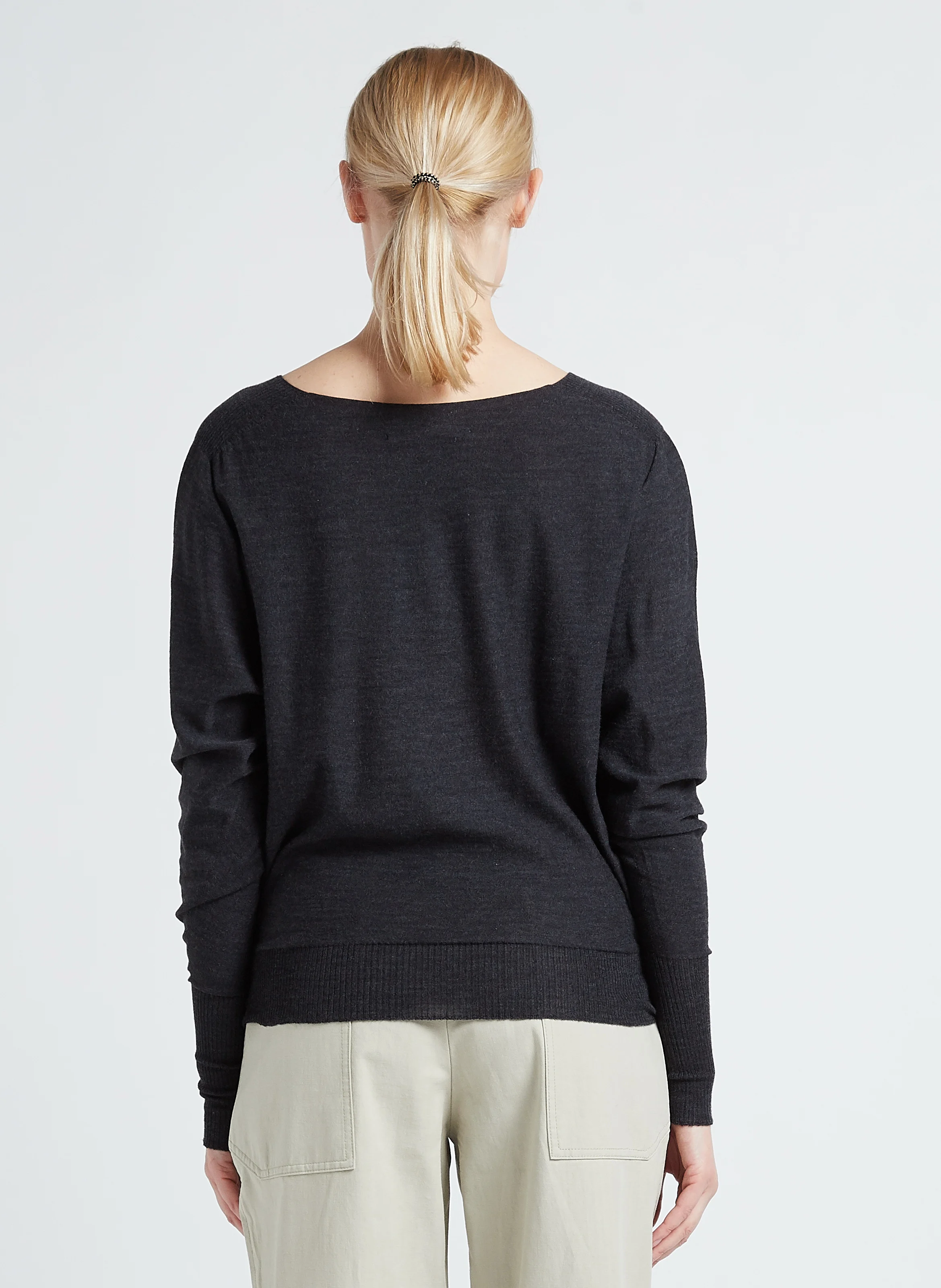TABIS - Pull ample col V en laine| Gris