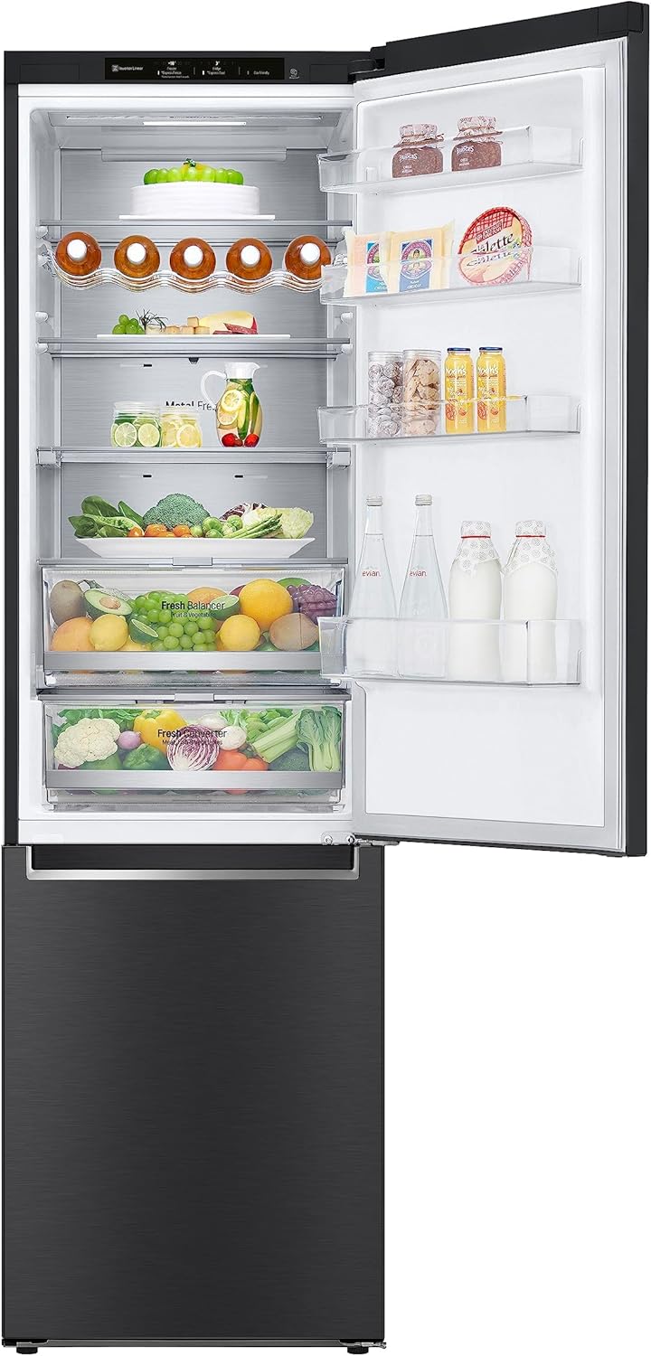LG GBB92MCBAP, Klasse A, 384 L, Kühl-/Gefrierkombination, Inverter Linear Kompressor, 35 dB, Kühlschrank mit Gefrierfach, Innendisplay, DoorCooling+, LINEARCooling - Matte Black