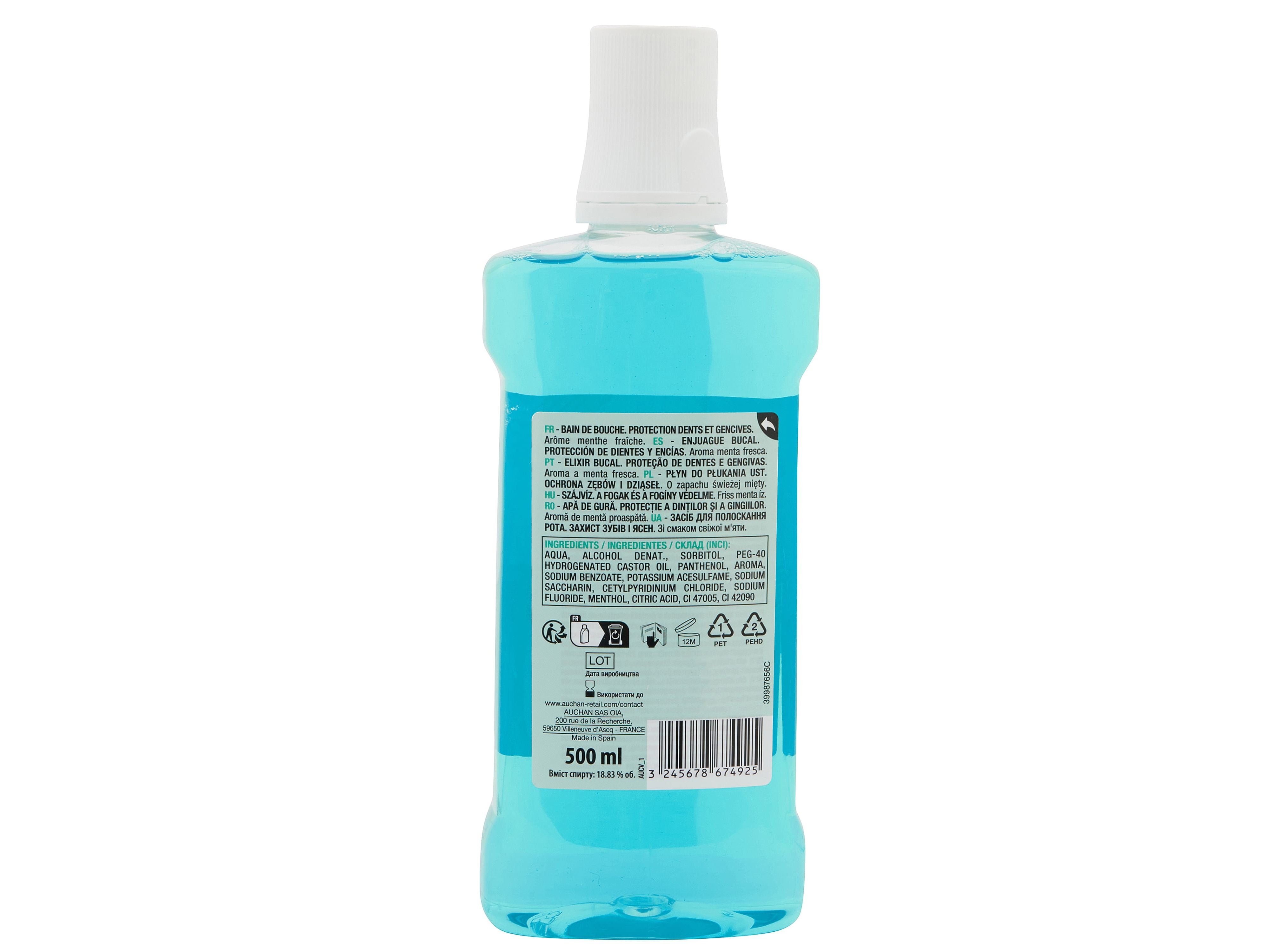 ELIXIR AUCHAN PROTEÇÃO DE DENTES E GENGIVAS 500ML