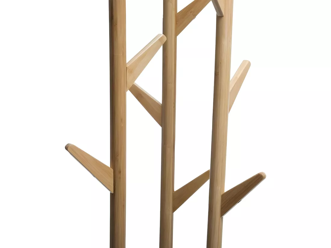 Porte-manteaux 12 patères et Porte-Parapluies en Bambou et Métal H 174 cm