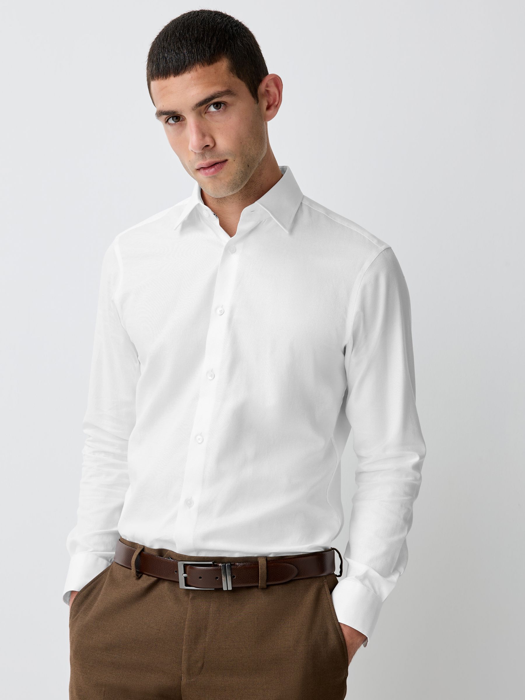 Wit met afwerking - Signature Textured Long Sleeve Shirt