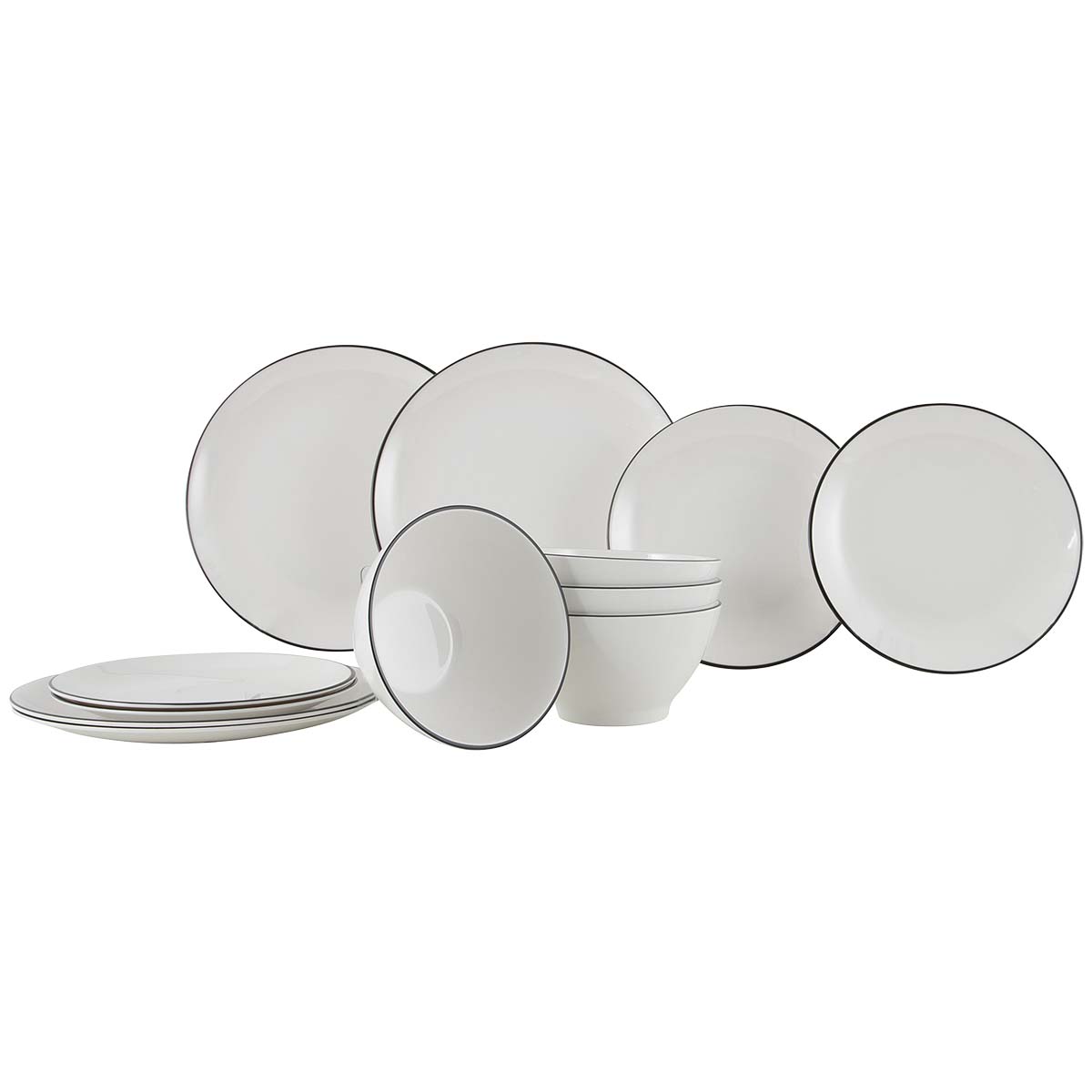 Gimex Linea Line 12-delig serviesset - Black