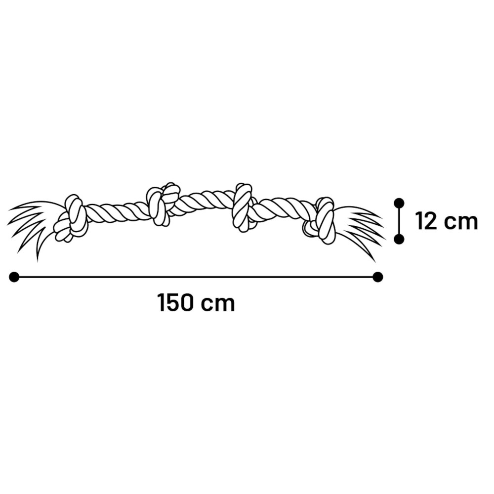 Jouet corde xxl avec 4 nœuds bleu ø 12 cm x 150 cm pour chien
