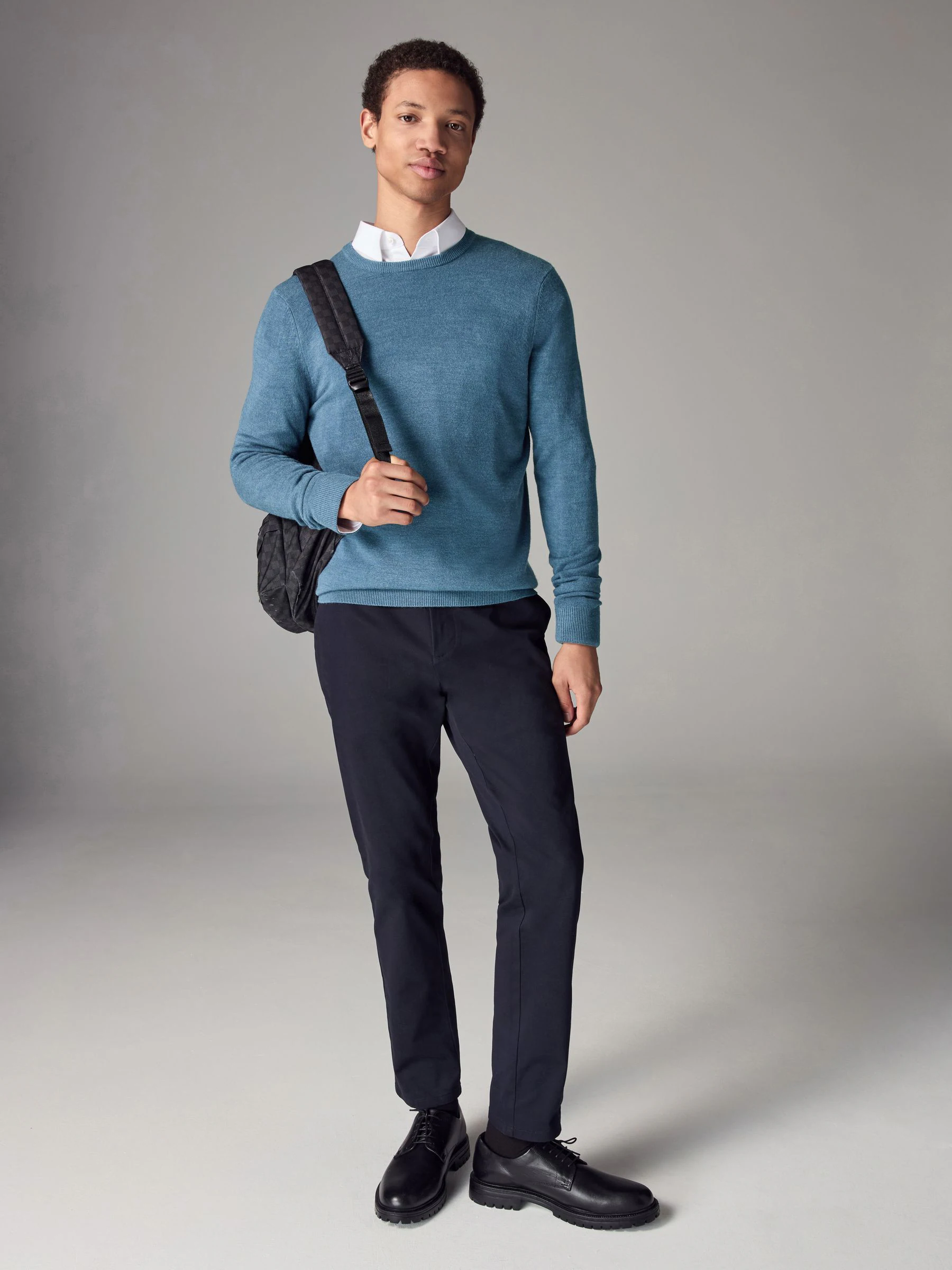 Blauw - Regular Fit Soft Touch Crew Neck Jumper