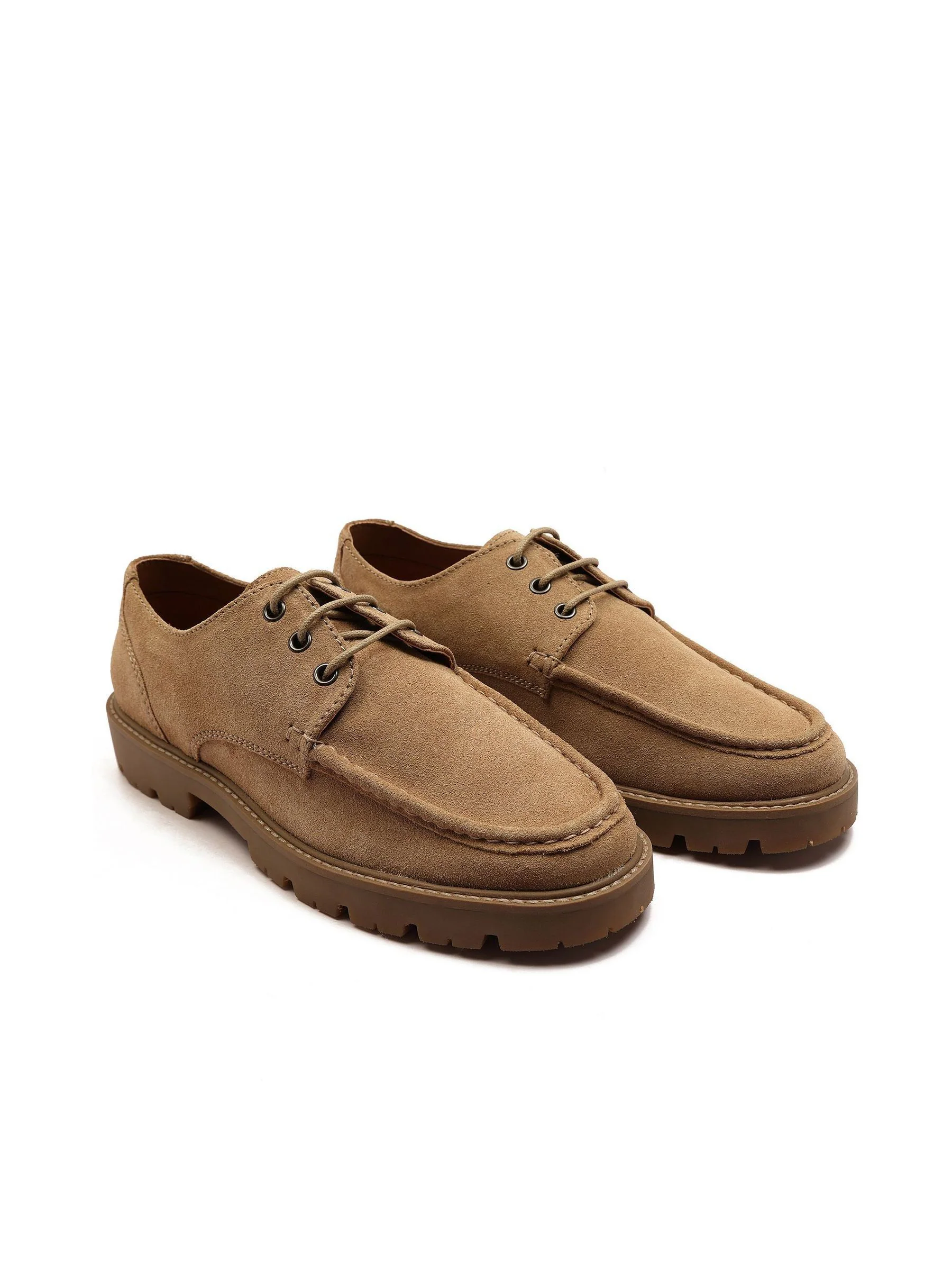 Lichtbruin - Off The Hook Harvey Suede Leather Casual Lace-Up Boat Shoes