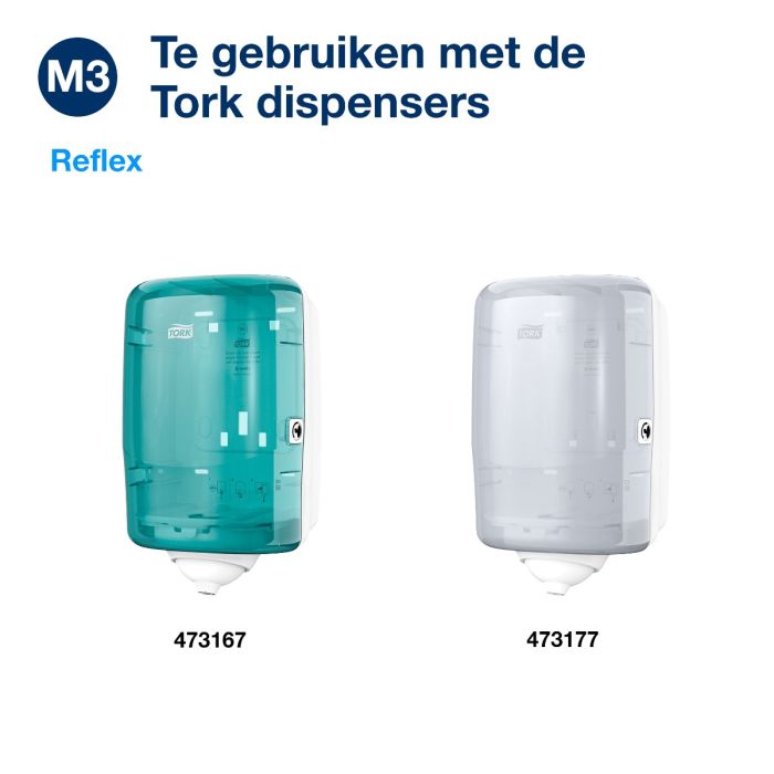 Tork 473474 6st Reflex Plus Mini Centerfeed Poetspapier Wit M3, Multifunctioneel, 9 x 200 vellen (473474)