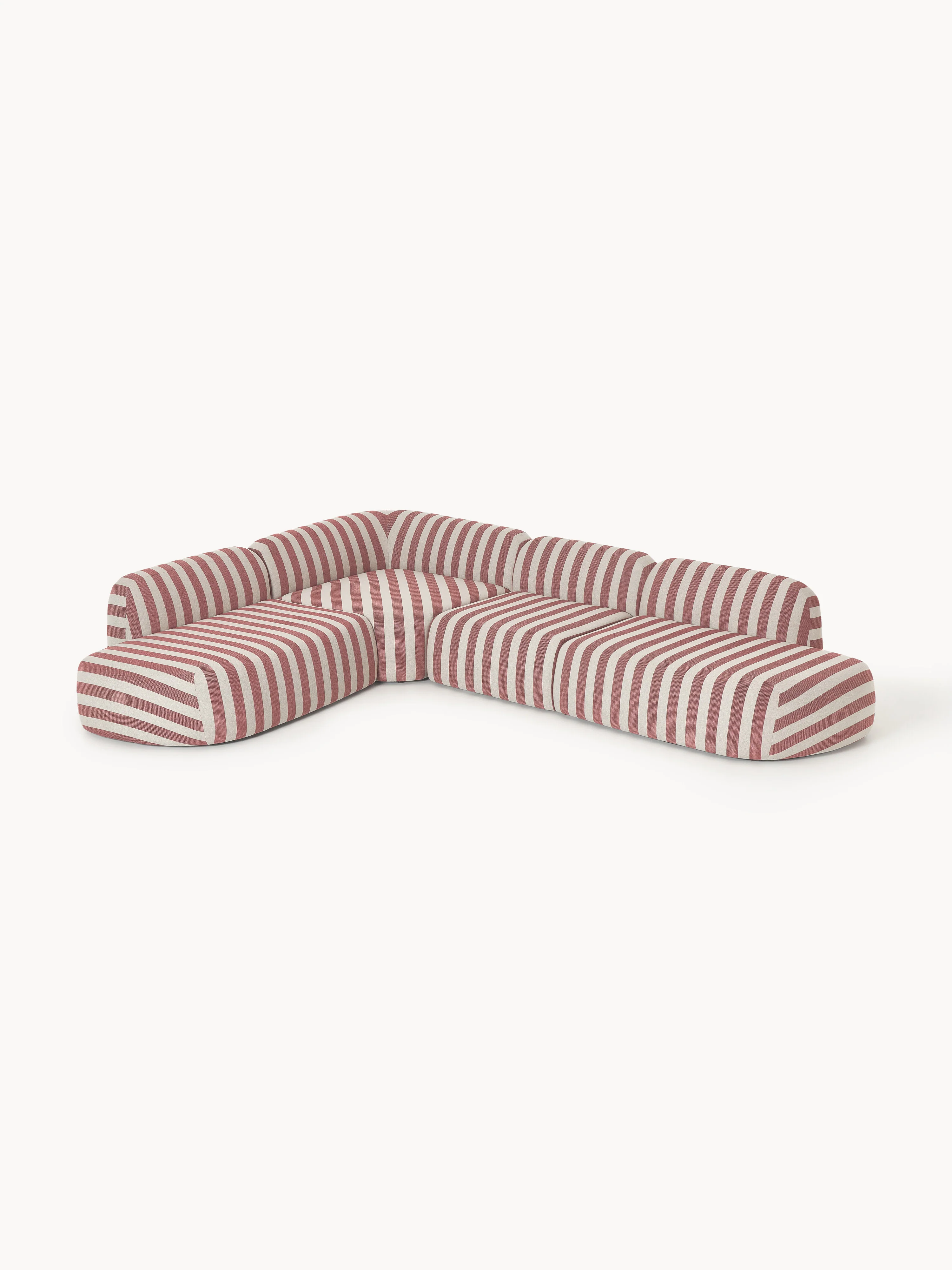 XL modulaire gestreepte hoekbank Wolke met chaise longue