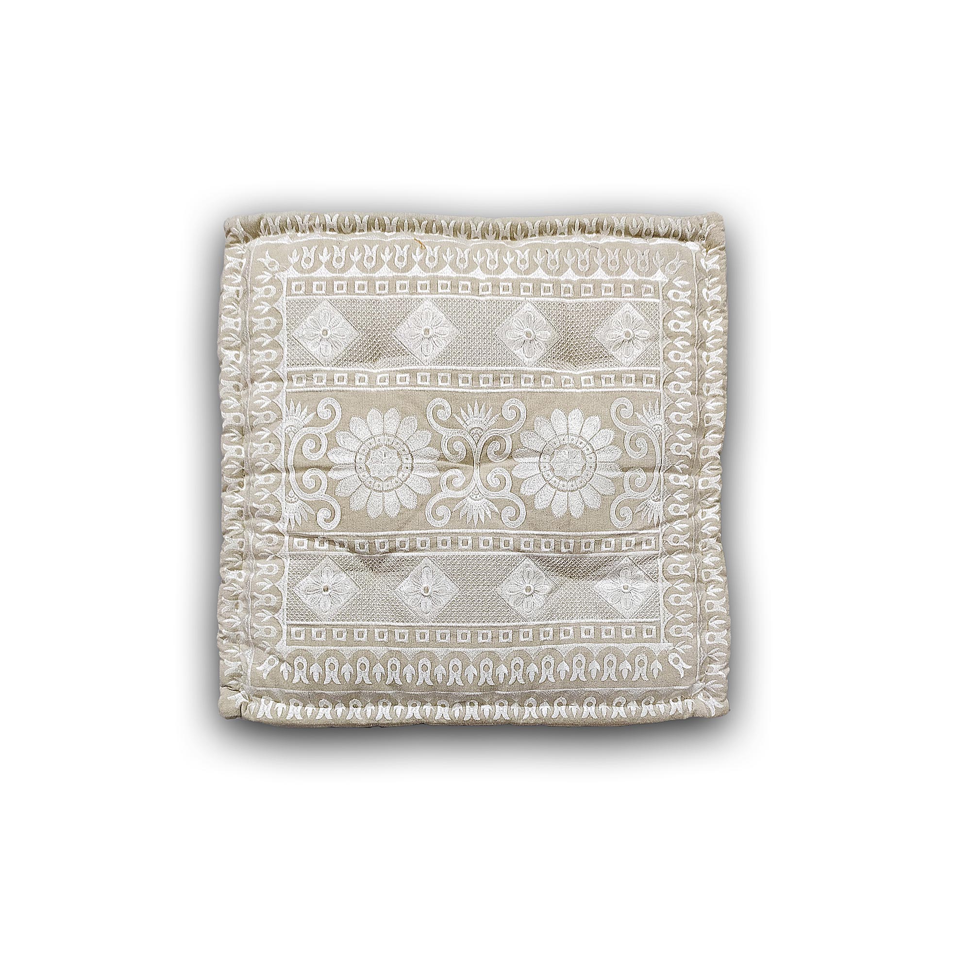 Sitzkissen beige-weiß, B 60 cm, L 60 cm, H 10 cm von fischer's lagerhaus