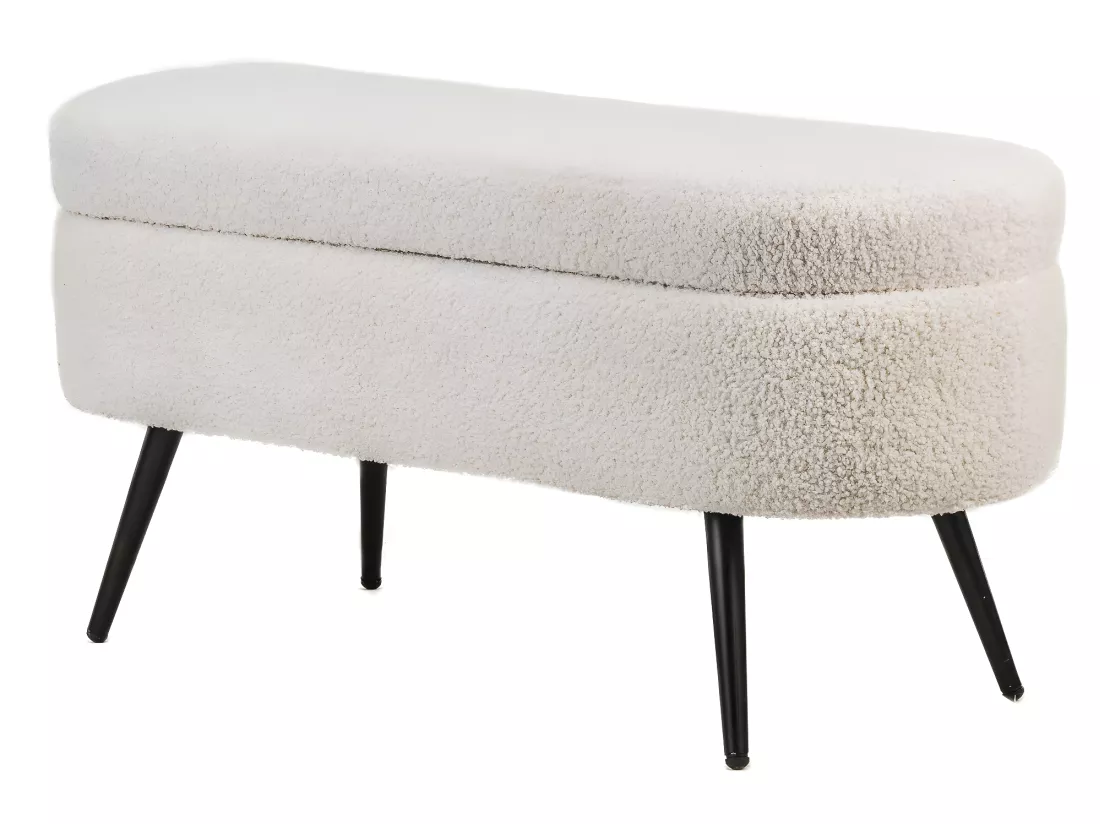 Banc en métal et bouclettes blanches