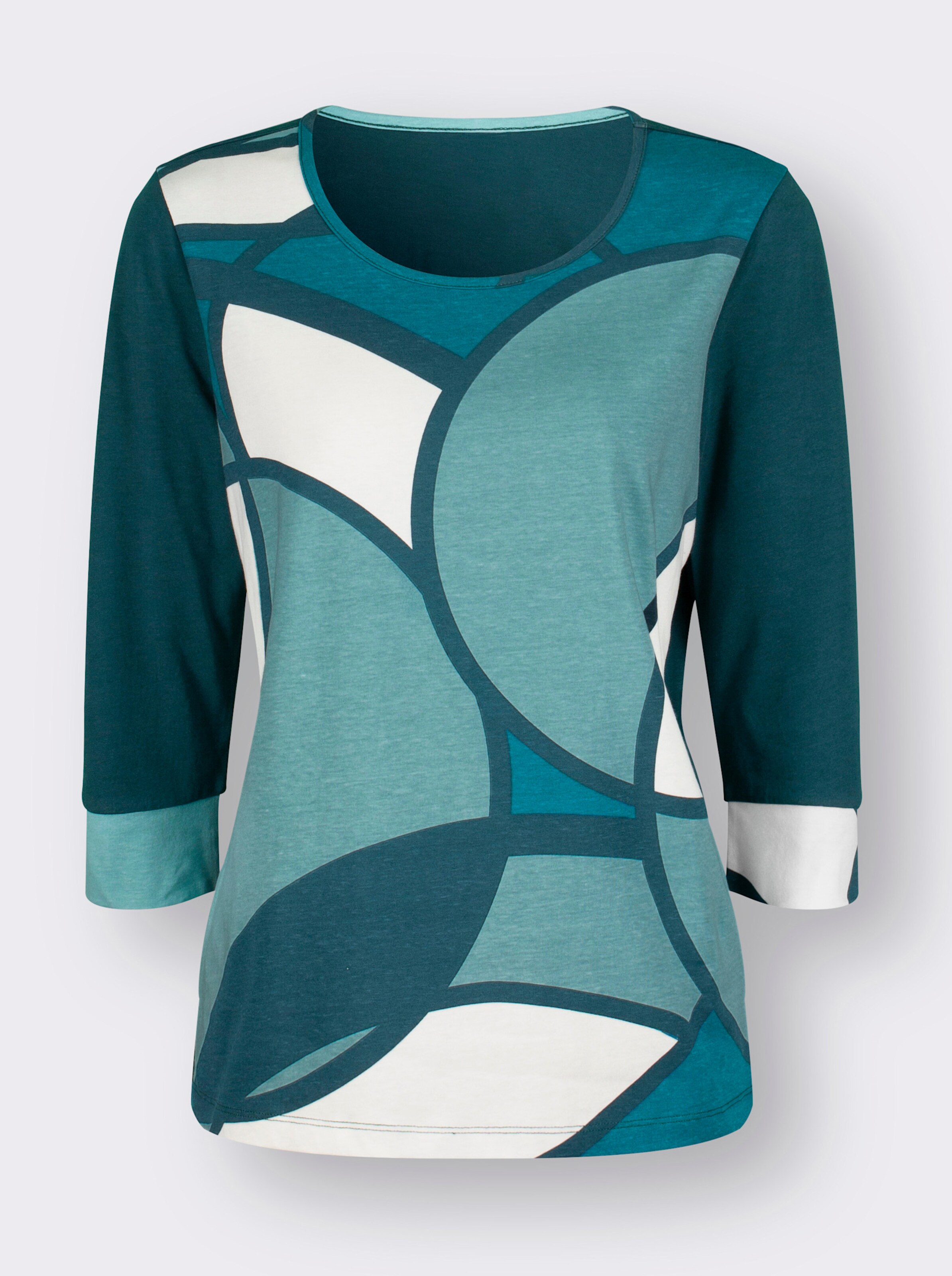 34-Arm-Shirt mit Muster im Vorderteil