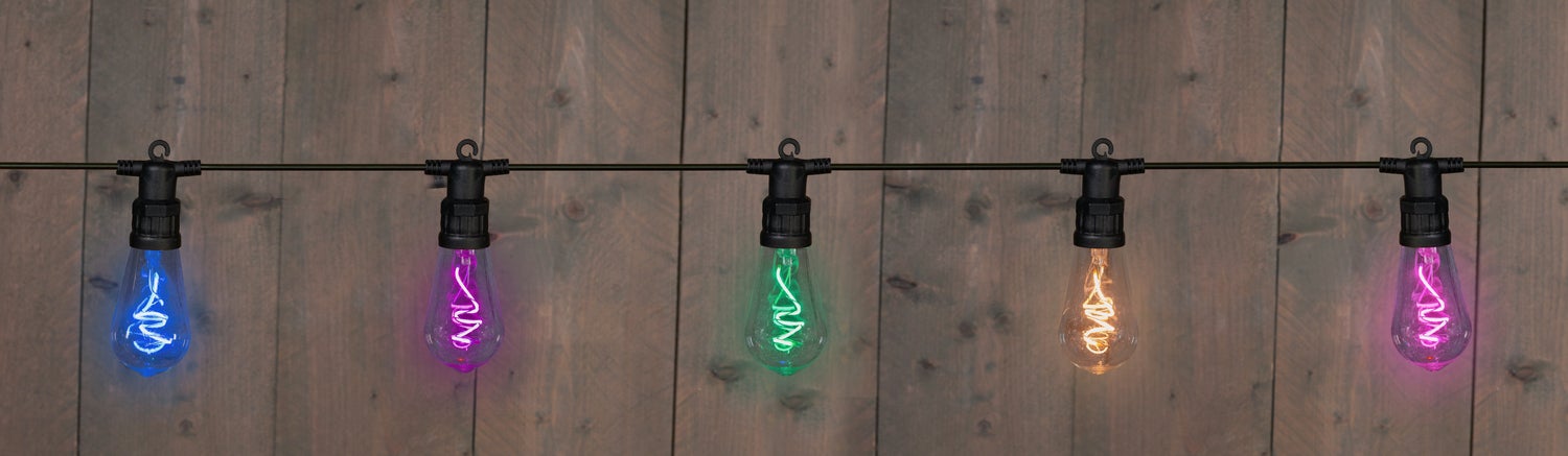 Verlichtingssnoer 10m met 10 lampjes gekleurd licht