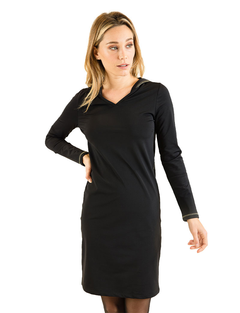 HBT BASICS ESSENTIELS | TINA ROBE NOIR/MORDORÉ