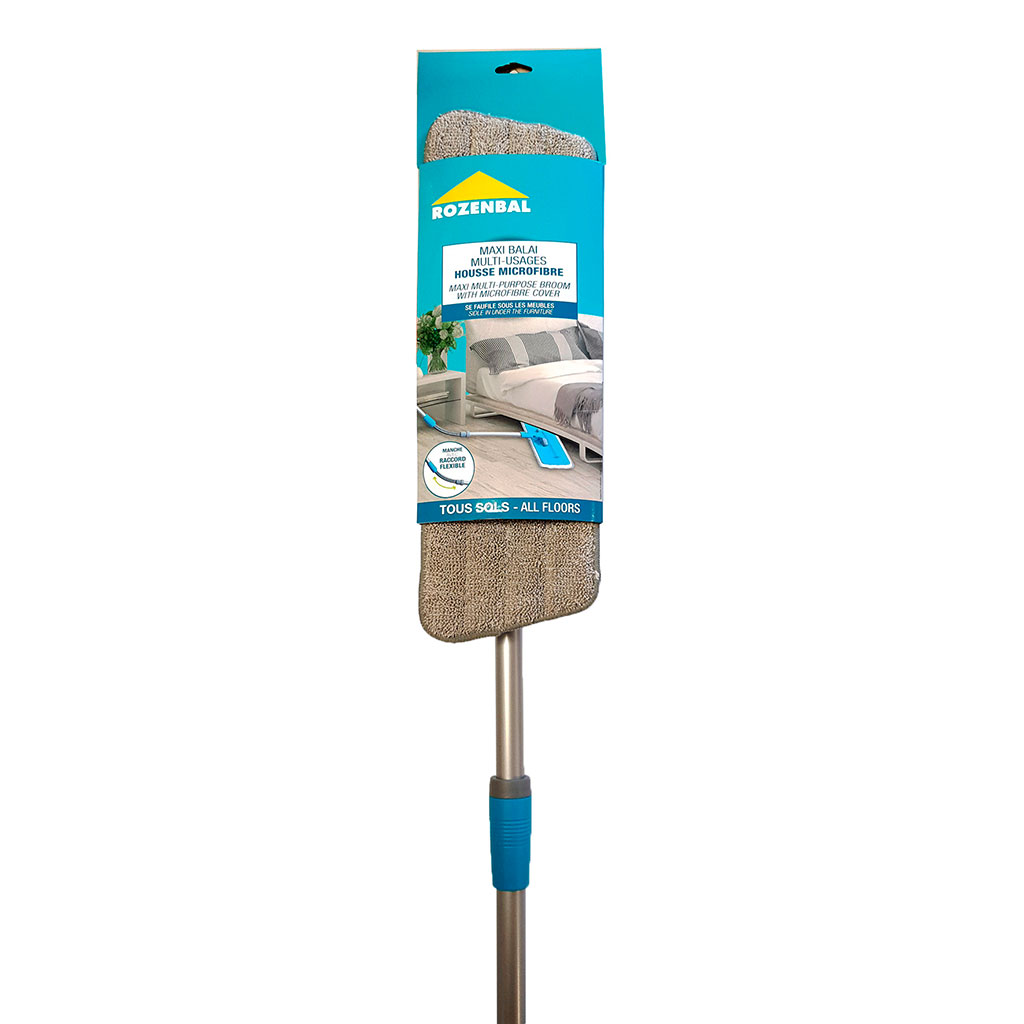 Balai plat microfibre multi-usages avec raccord flexible