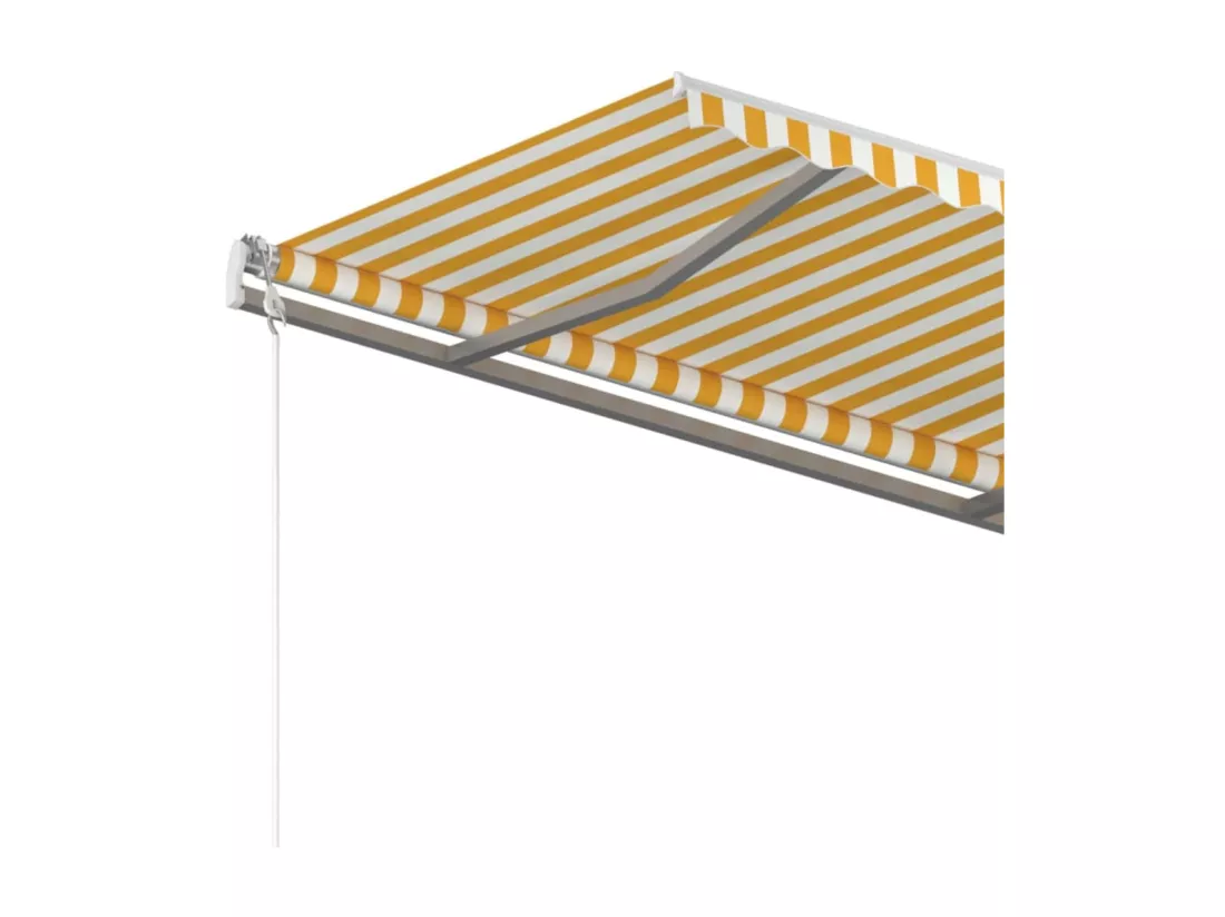 Auventanuel rétractable avec poteaux 4,5x3,5 Jaune et blanc