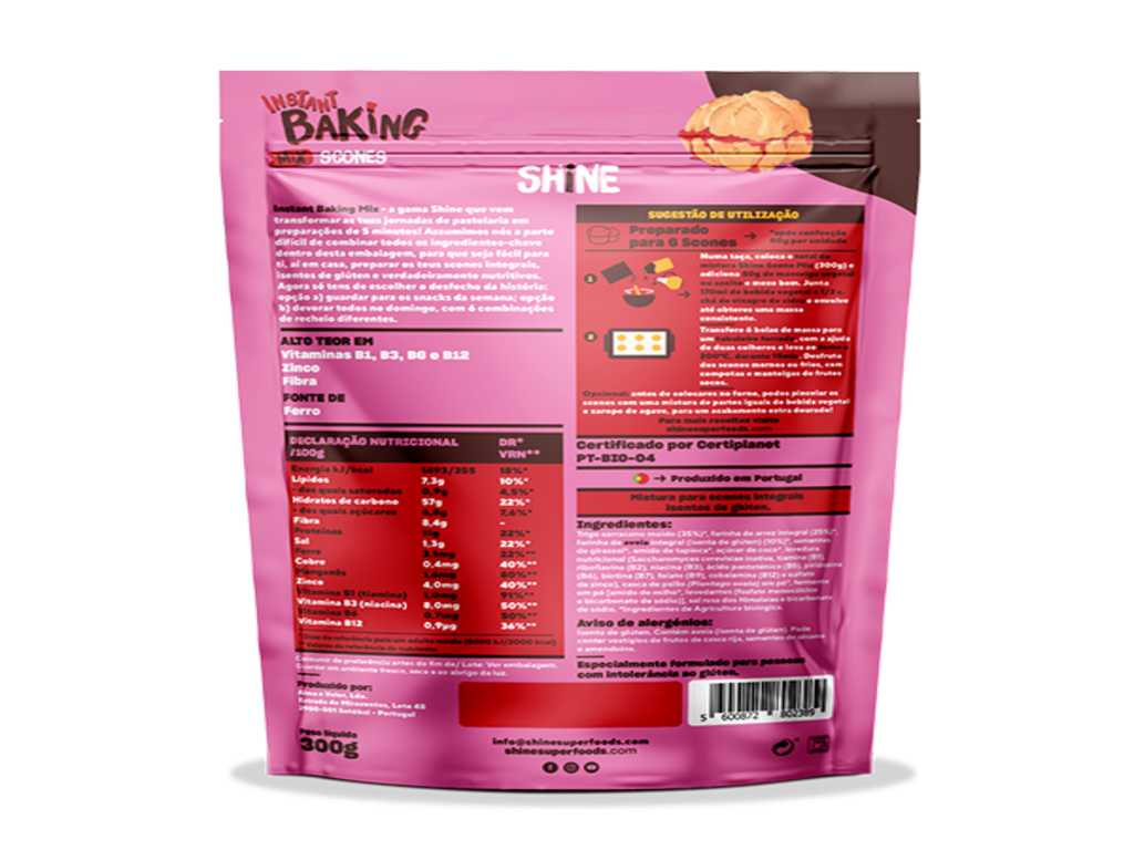 MIX SCONES SHINE FARINHA INTEGRAL BIO 300GR