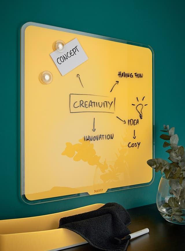 Whiteboard glastavle Leitz Cosy 45x45gul