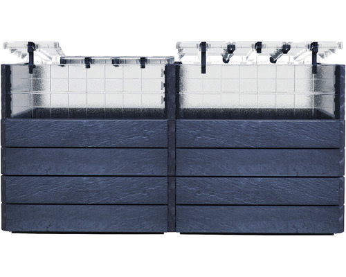Klassieke verhoogde tuinbak GARANTIA Ergo Quadro Turbo Plus 2 L 80 incl. Flora waterbesparend systeem 160 x 80 x 80 cm steen
