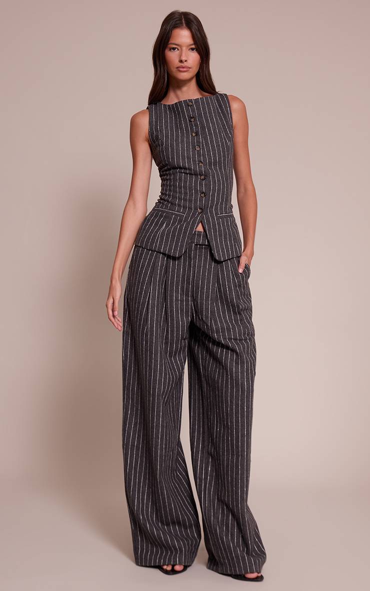 Charbon Pantalon Droit Tissé Brossé