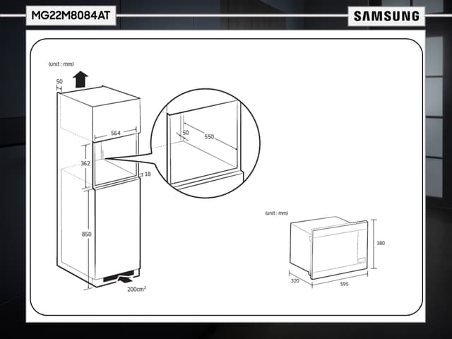 Samsung mikroovn MG22M8084AT integreret